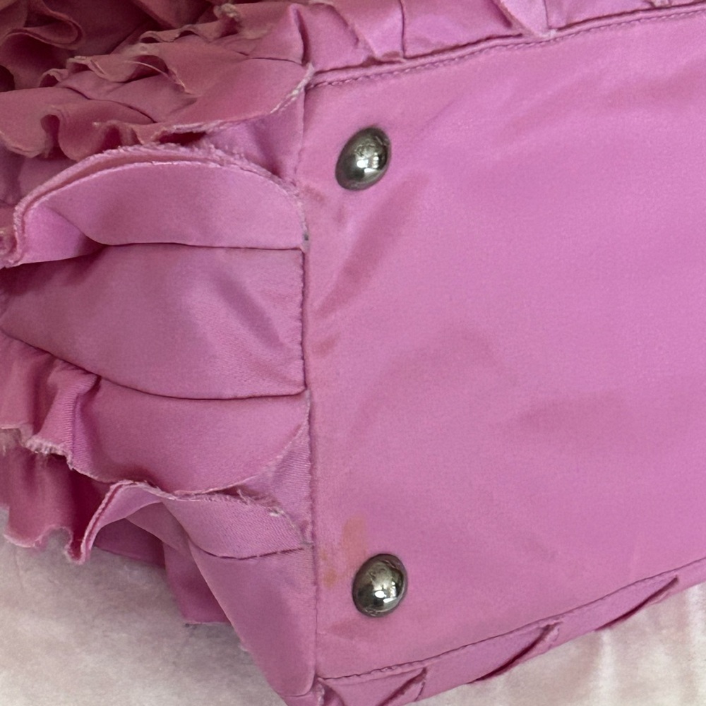Prada Tessuto origami ruffled nylon tote hand bag pink Italy - Picture 12 of 16